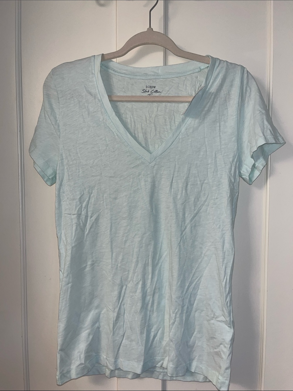 J. Crew Factory Pale Aqua V-Neck Short Sleeve Tee